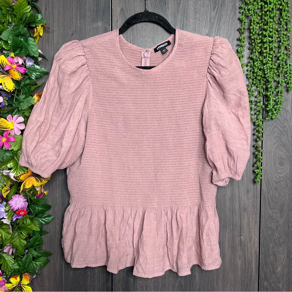 '🌼3/$30🌼Express Short Puff Sleeve Mauve Pink Blouse Size XL